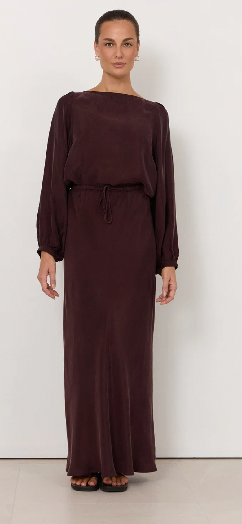 Adorne- Mae cupro plum skirt