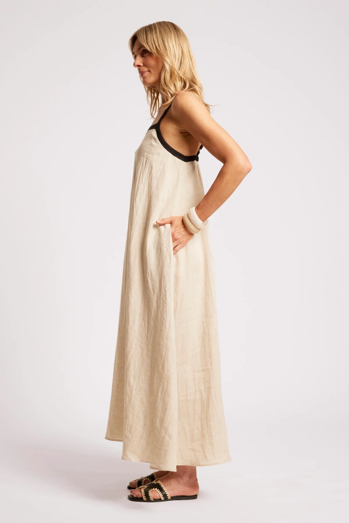 Eb + Eve Maris Splice Tank Maxi Dress in Tusk & Black