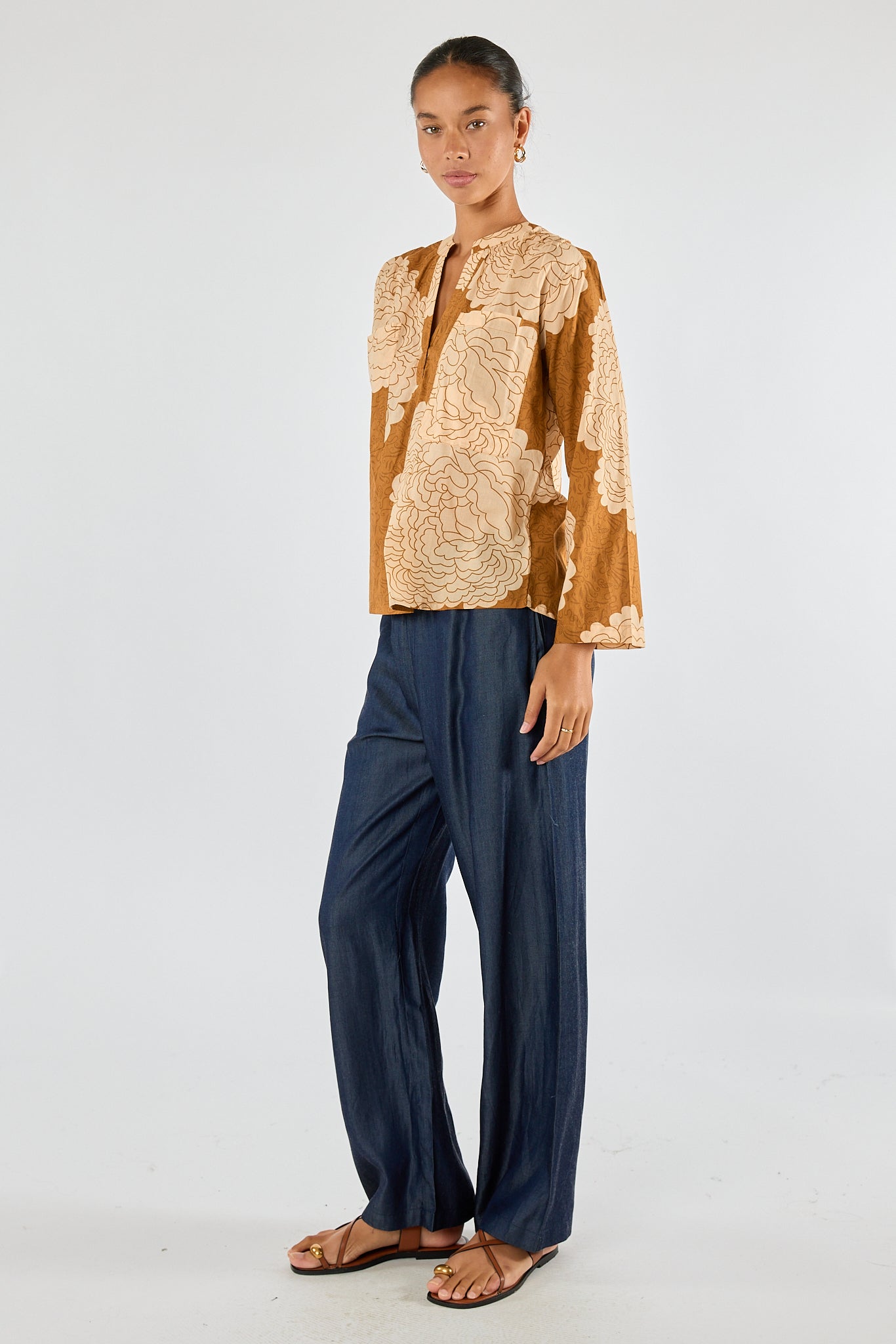 Itami Orient Long Sleeve Top Mustard
