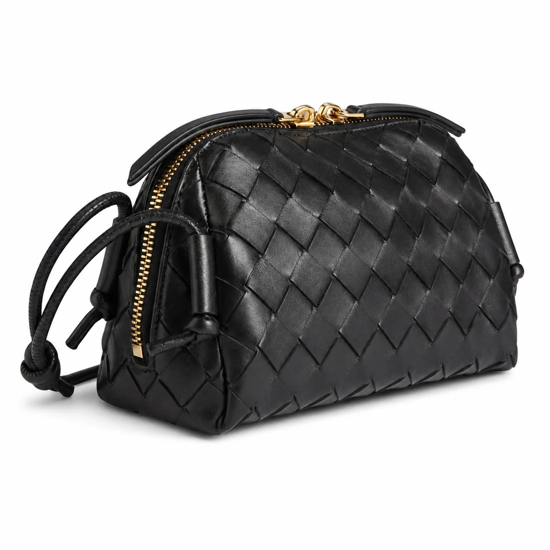 L'Ora D'Oro Weave Black Leather Bag
