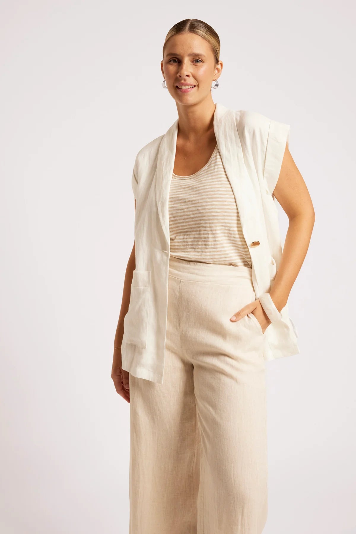 Eb + Eve Maris Blazer Vest in White