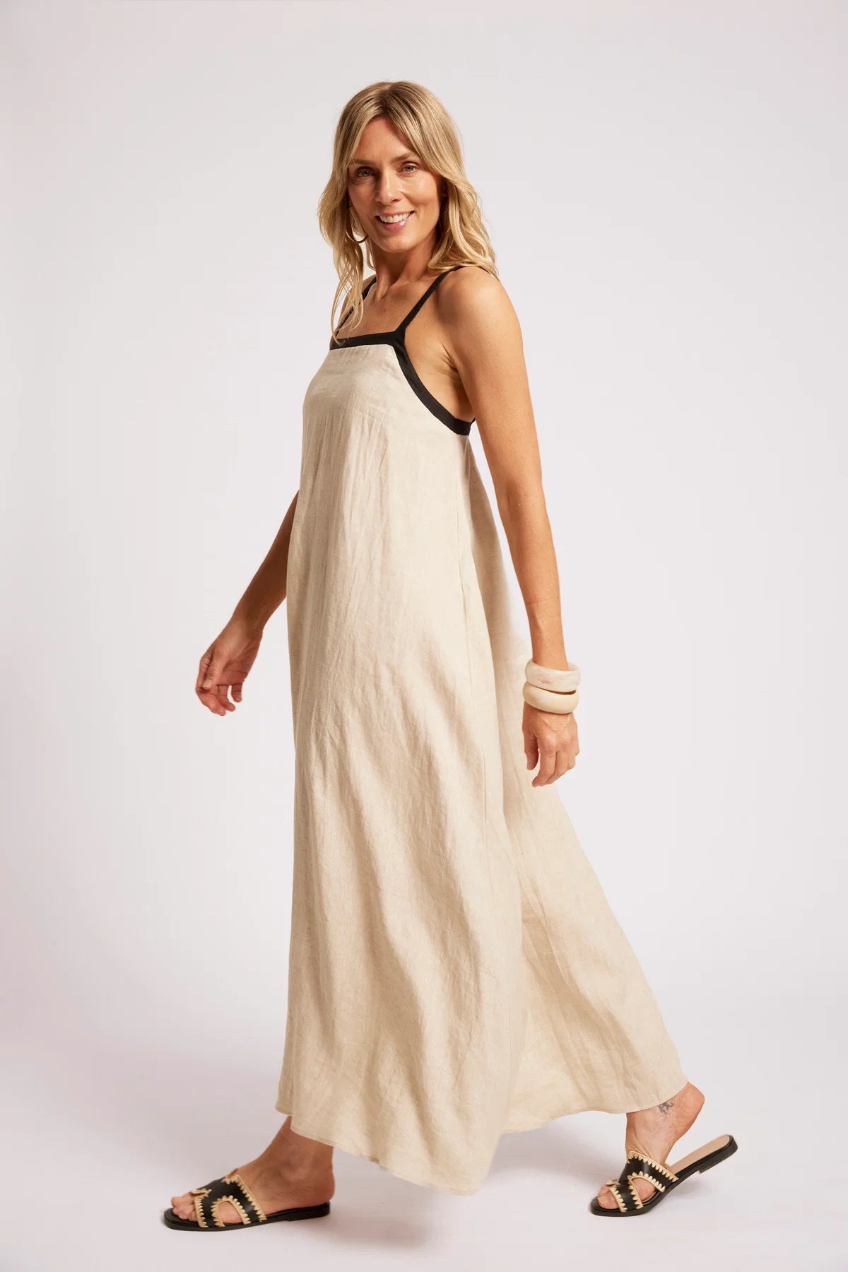 Eb + Eve Maris Splice Tank Maxi Dress in Tusk & Black