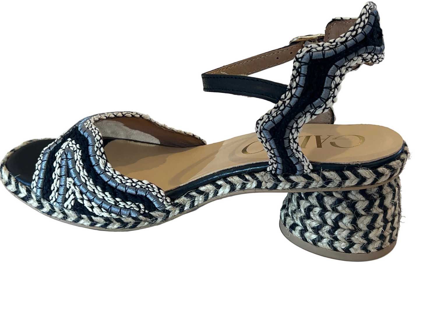 Gaimo Dane Raffia Heels in Natural & Blue