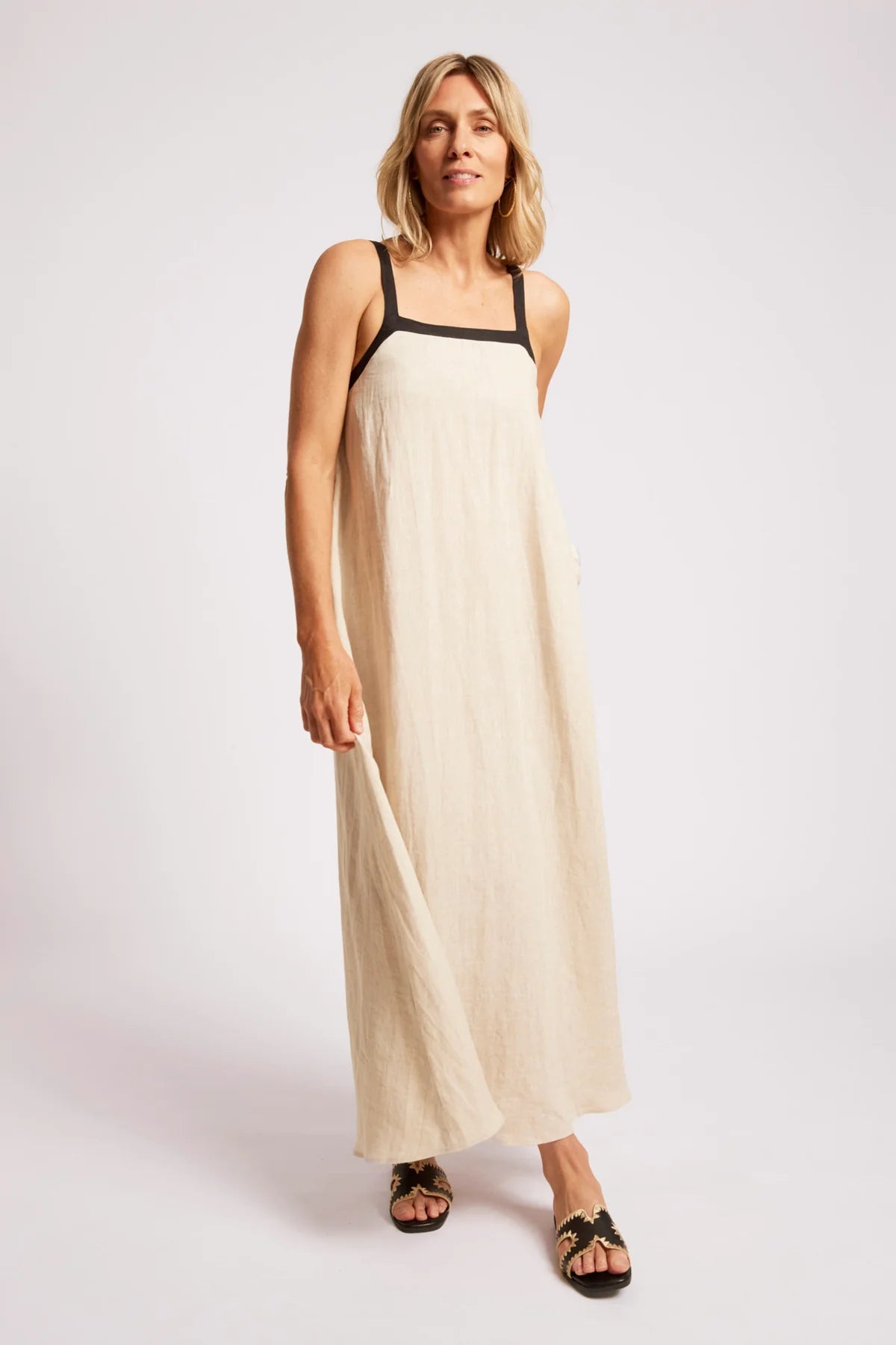 Eb + Eve Maris Splice Tank Maxi Dress in Tusk & Black