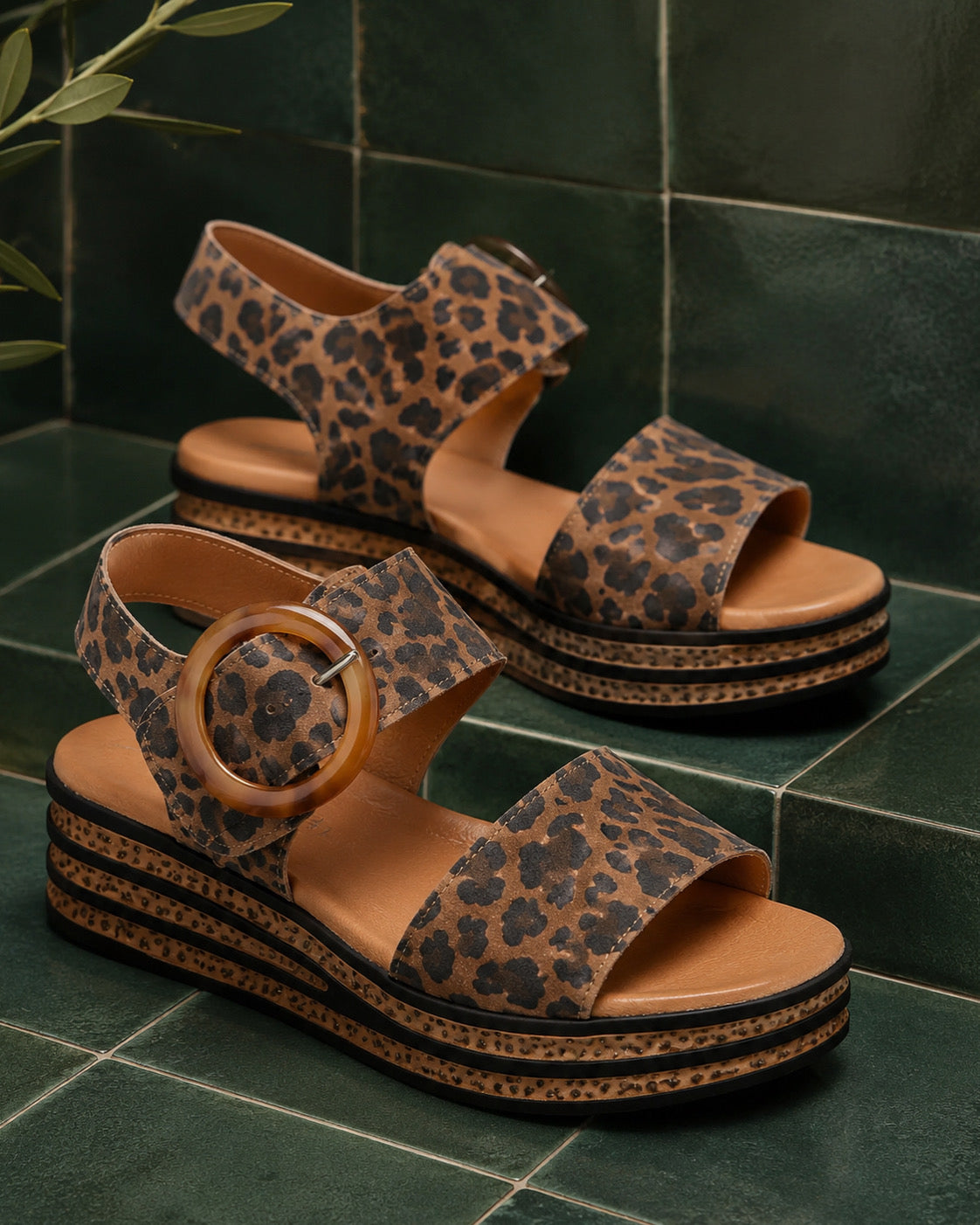 Django & Juliette Cubbie Camel Leopard- Suede