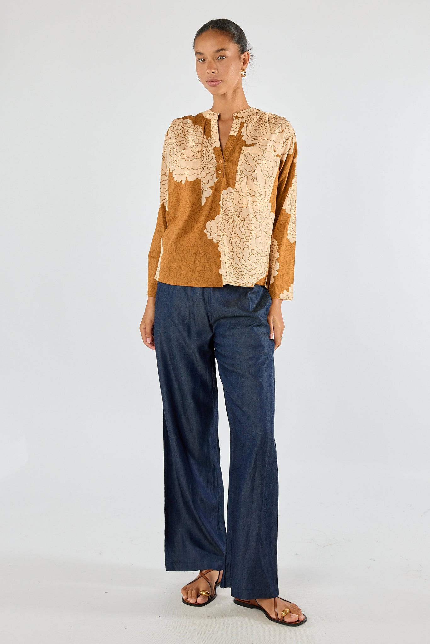 Itami Orient Long Sleeve Top Mustard