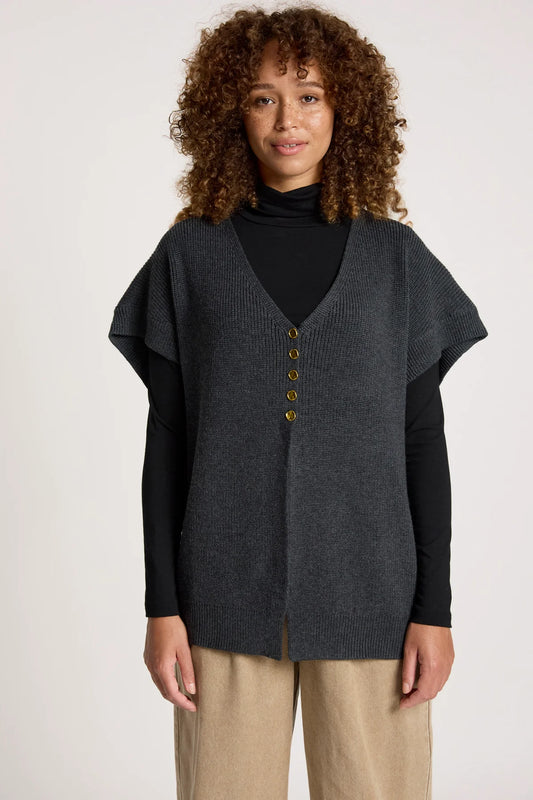 Eb+Ive Berbe Vest Cardigan Charcoal