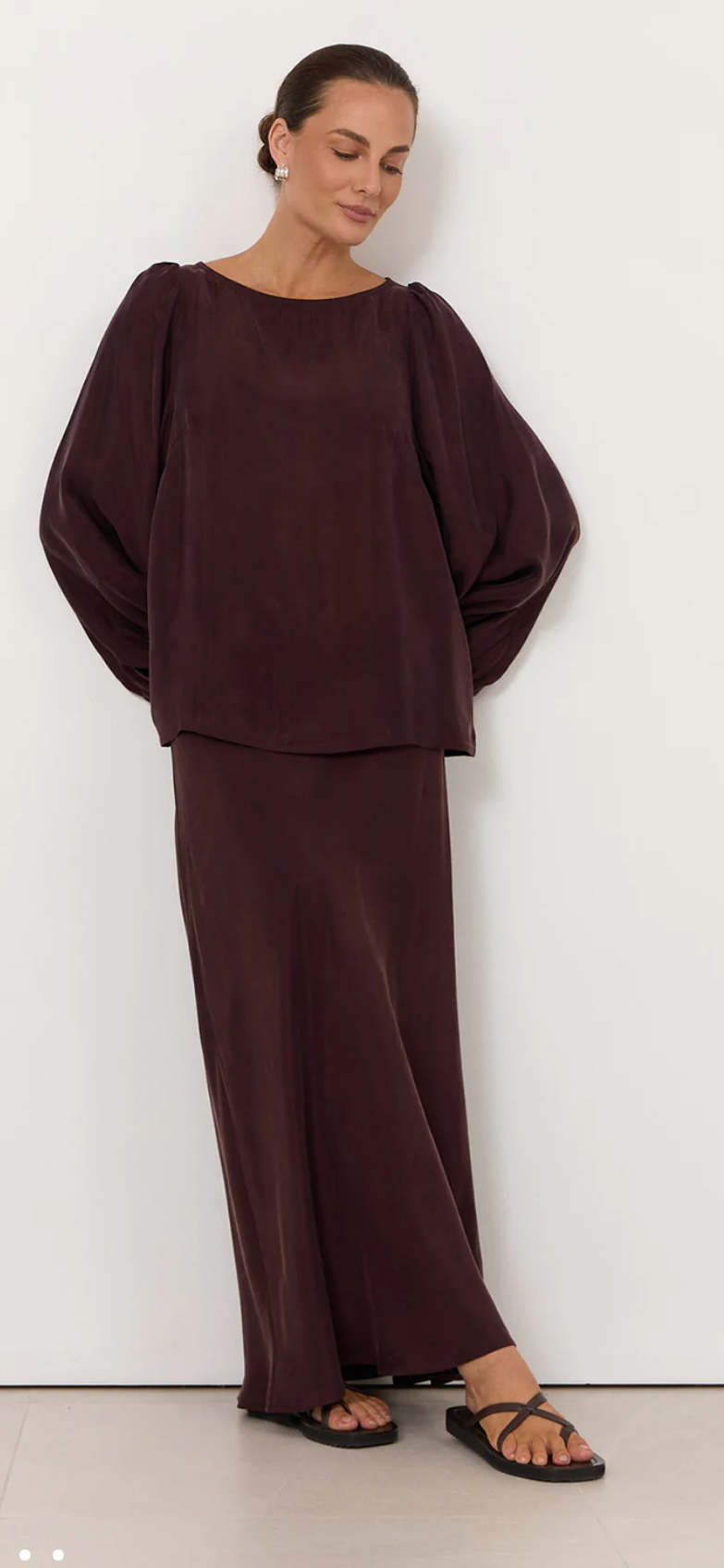 Adorne- Mae cupro plum skirt