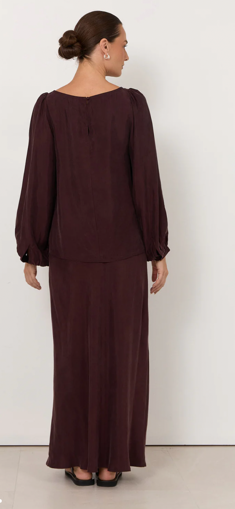 Adorne- Mae cupro plum skirt