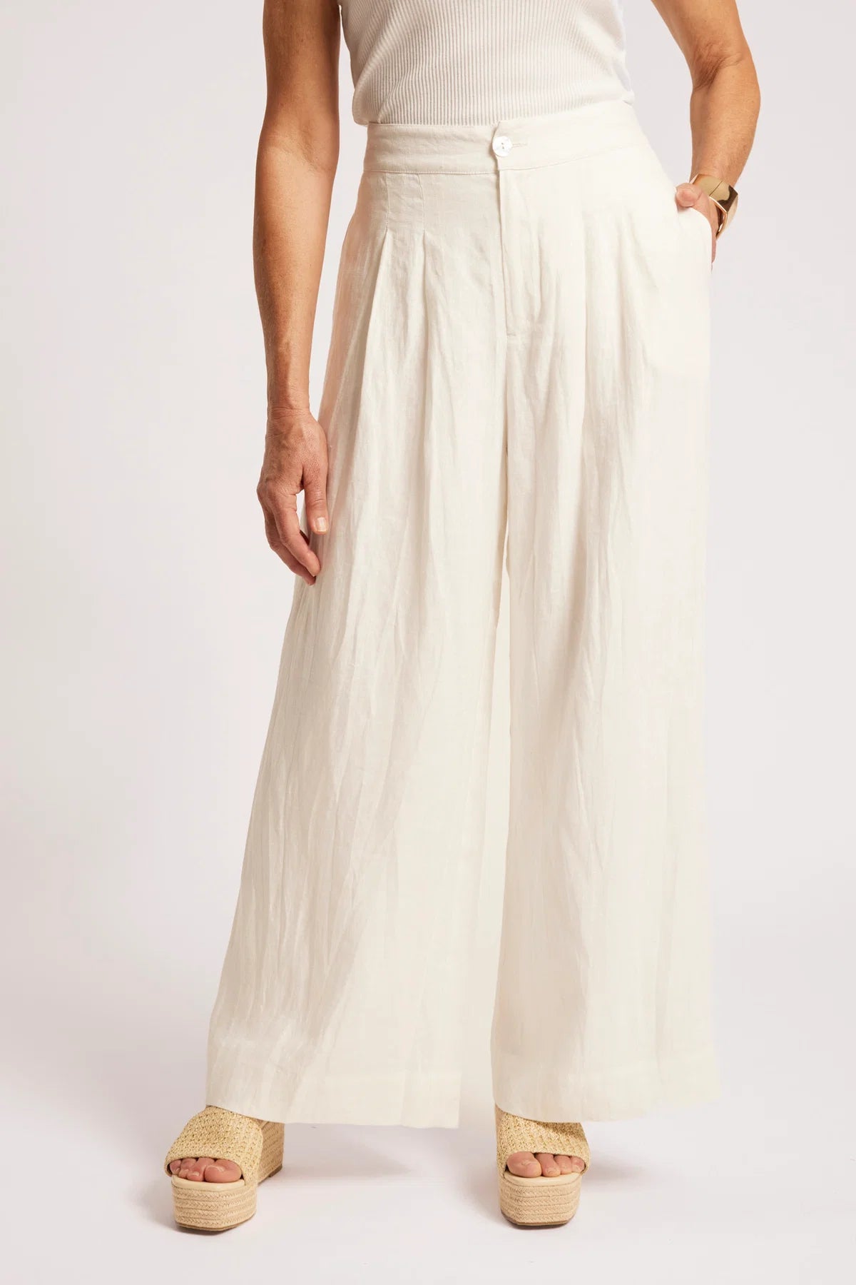 Eb + Eve Cove Palazzo Pants in White