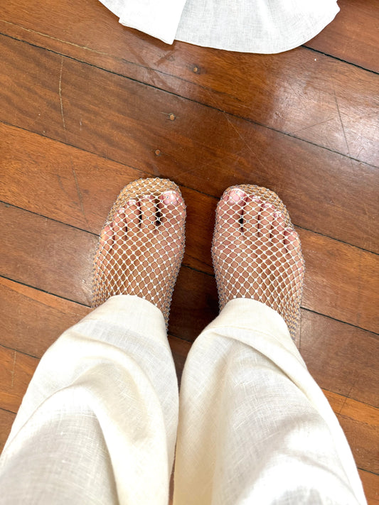 Mollini Reaffirm Nude Mesh Leather with Diamantés