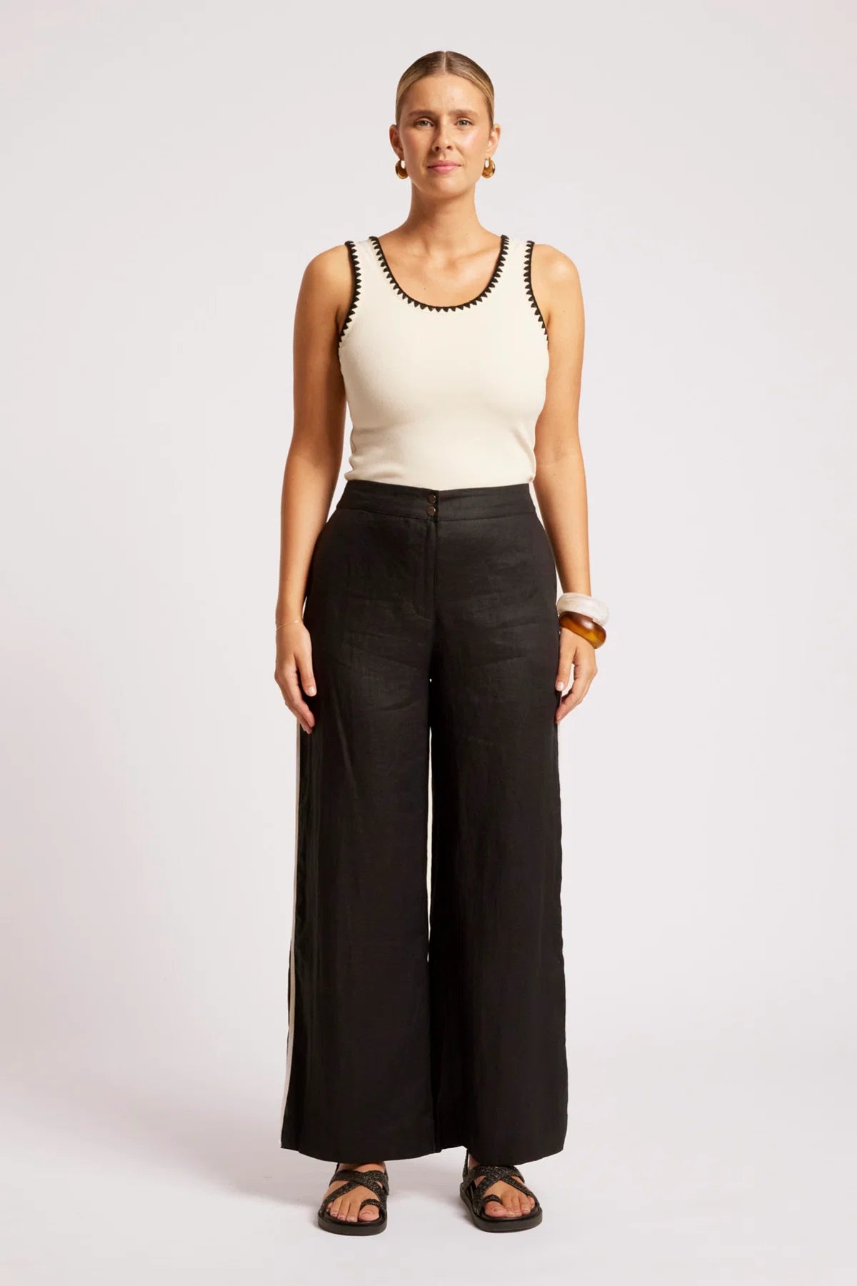 Eb + Eve Maris Splice Pant in Black & Tusk Duo