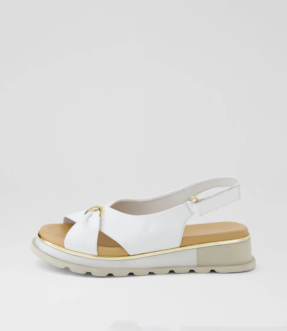 Django & Juliette Crystin White Leather Sandals