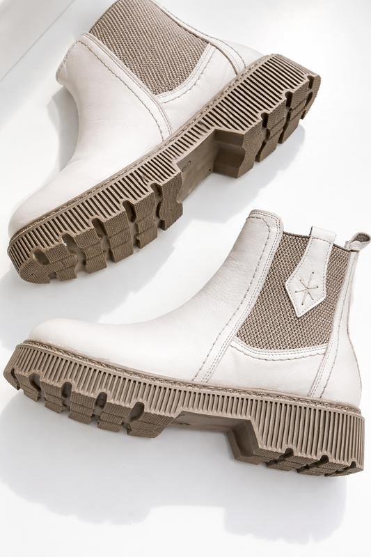 Sala Europe Crema Leather Ripper Boots