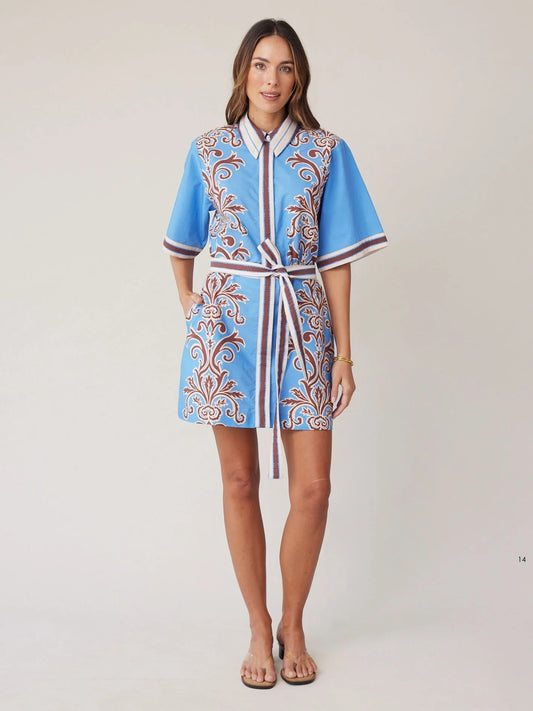 State of Embrace Mini Blue Stripe Shirt Dress