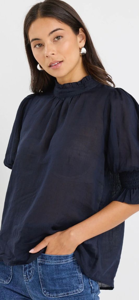 VERSA NAVY SHEER HIGH NECK