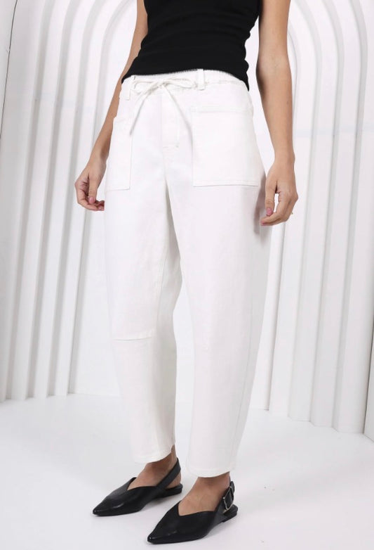 Monaco Leo barrel jeans white
