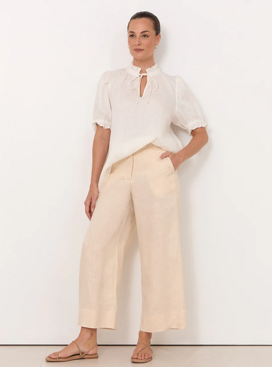 Adorne The Agatha Linen Crop Pants