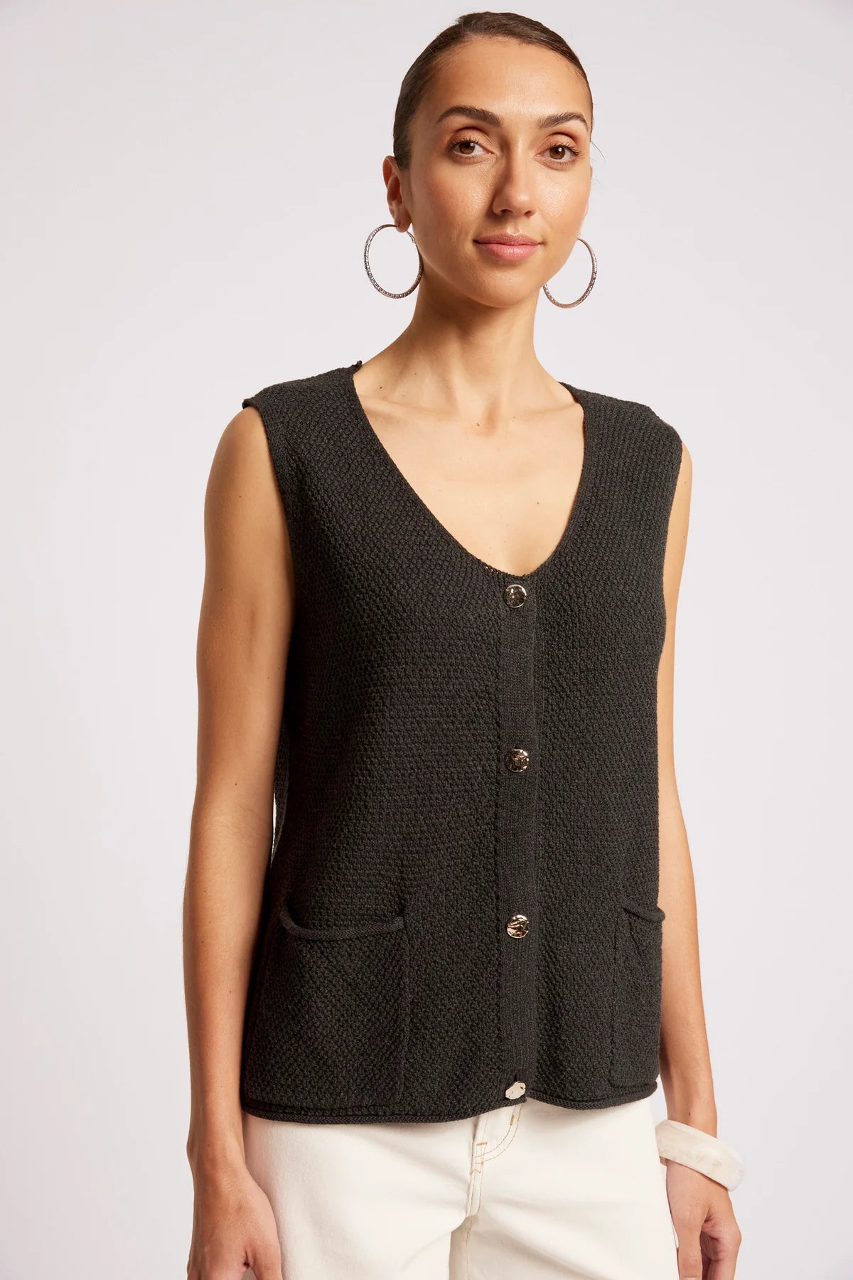 Eb + Eve Maris Knit Vest in Black