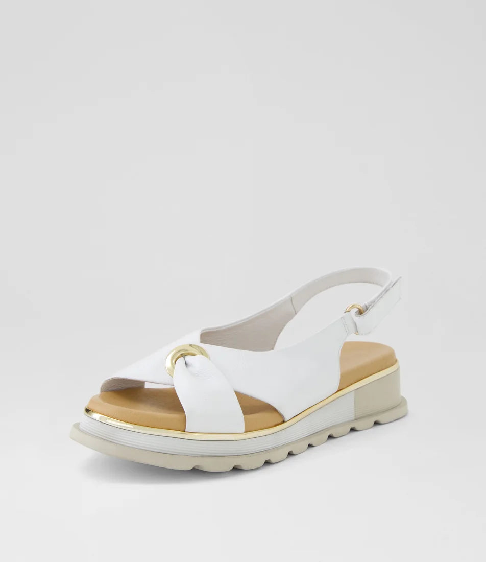 Django & Juliette Crystin White Leather Sandals
