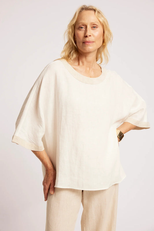 Eb + Ive Maris Relaxed Splice Top in White & Tusk (ONE SIZE)