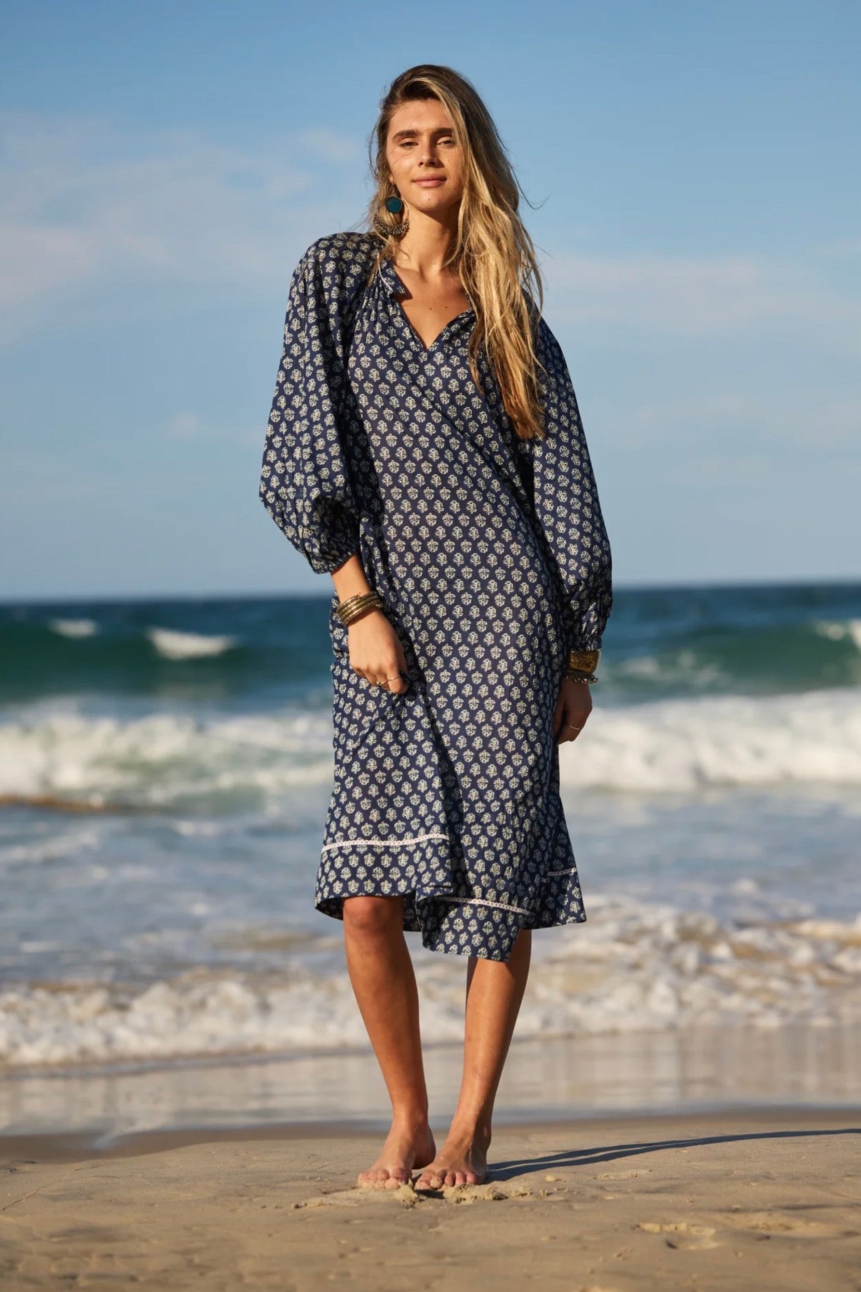 Naudic Amisha Inidigo Blue Midi Dress