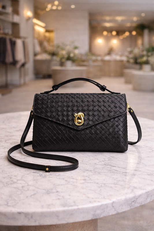 L'Ora D'Oro Black Paris Weave Bag