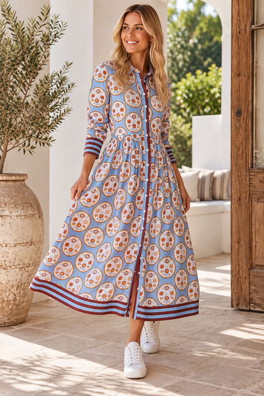 Who’s Charlie Matilda Cotton Cambric Screen Print Dress
