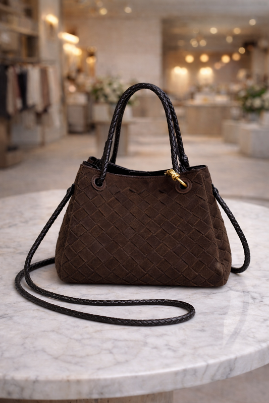 L'Ora D'Oro PT Chocolate Suede Weave Bag