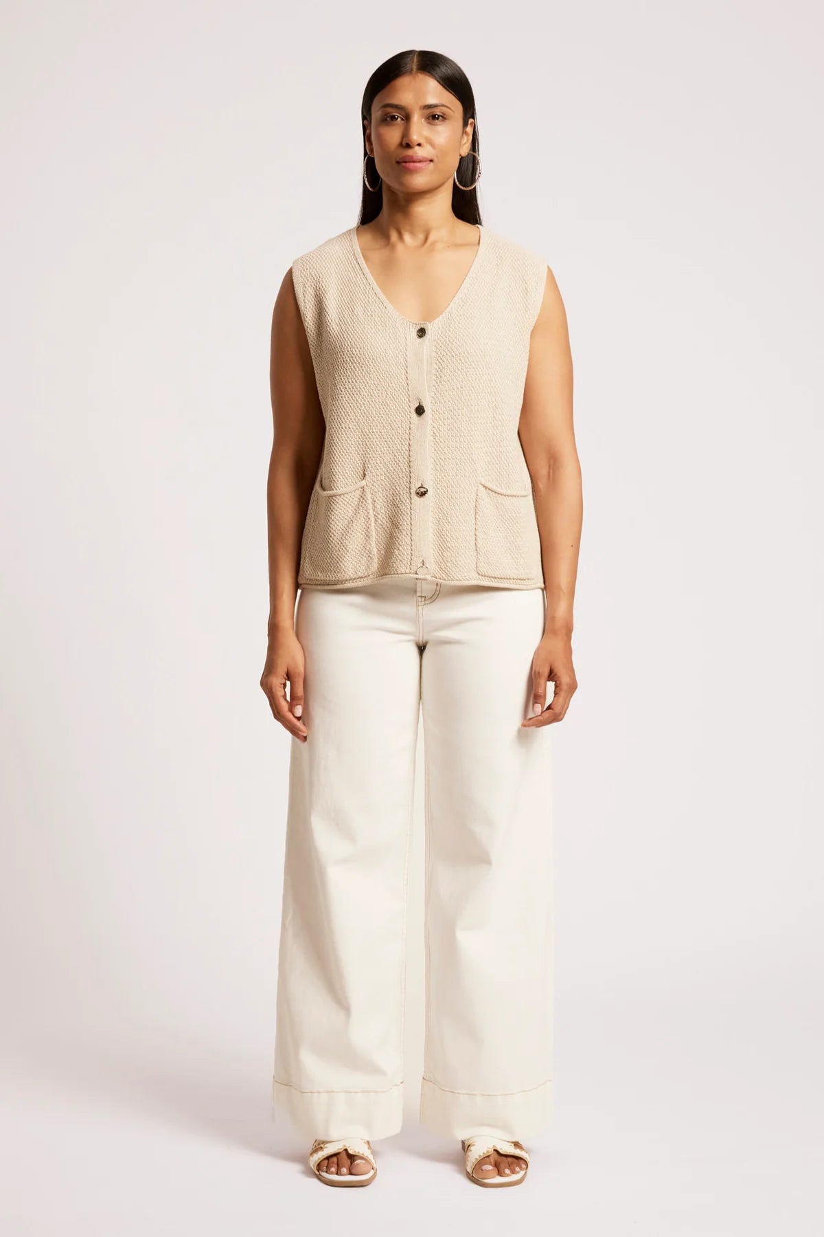 Eb + Eve Maris Knit Vest in Tusk