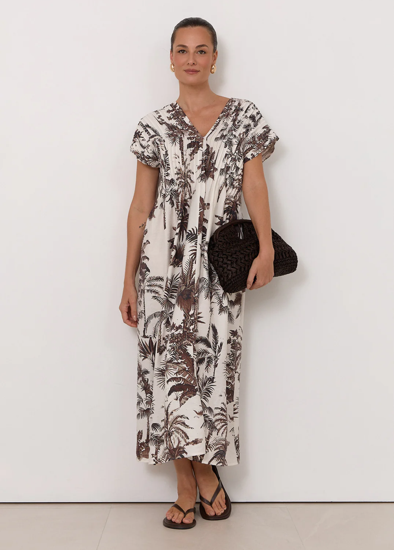 Adorne The Dani Borneo Print Pleated MIDI dress