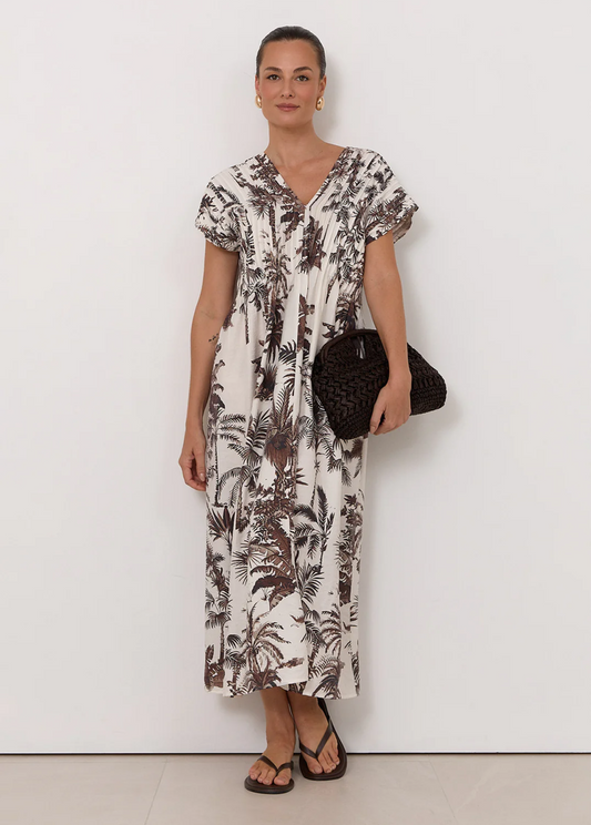 Adorne The Dani Borneo Print Pleated MIDI dress
