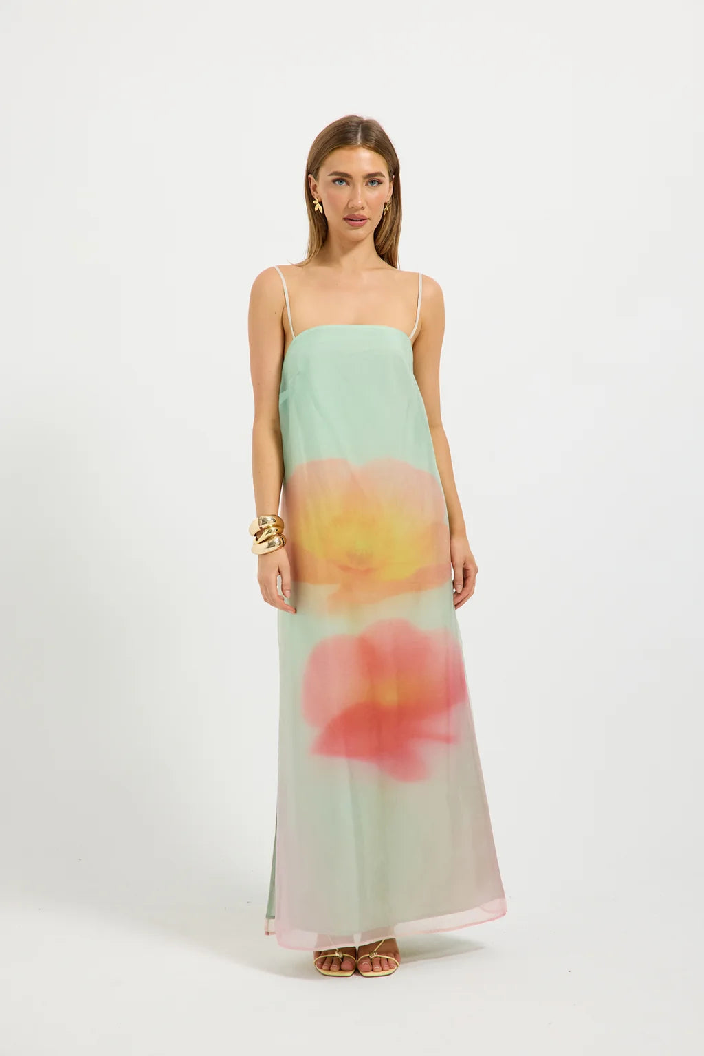 Pasduchas Delilah Column Maxi Dress in Mist Floral