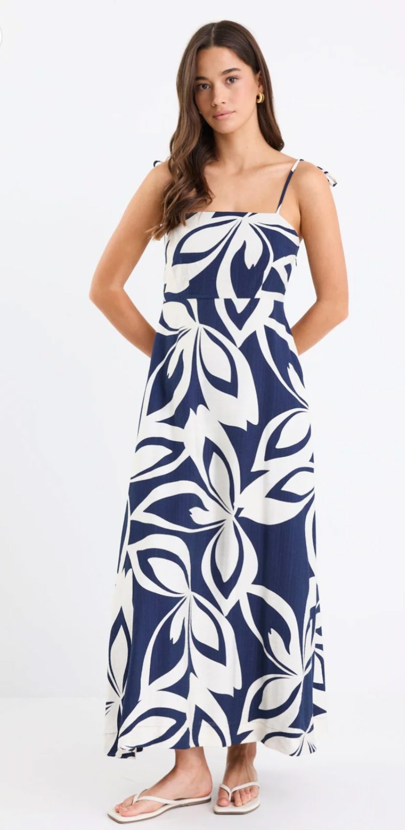 STORIES BE TOLD- Citizen Navy Cutout Print Strappy Maxi Dress