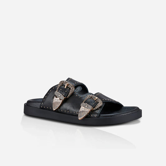 Sol Sana Eastwood Stud Footbed Black/Gold