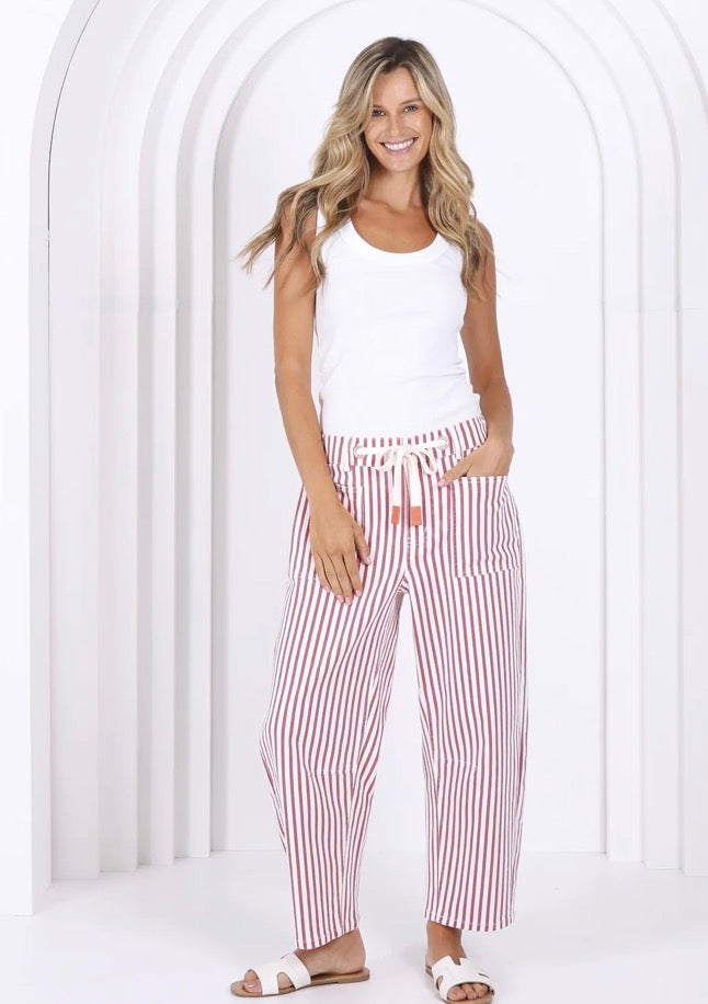Monaco Leo barrel jeans rust stripped