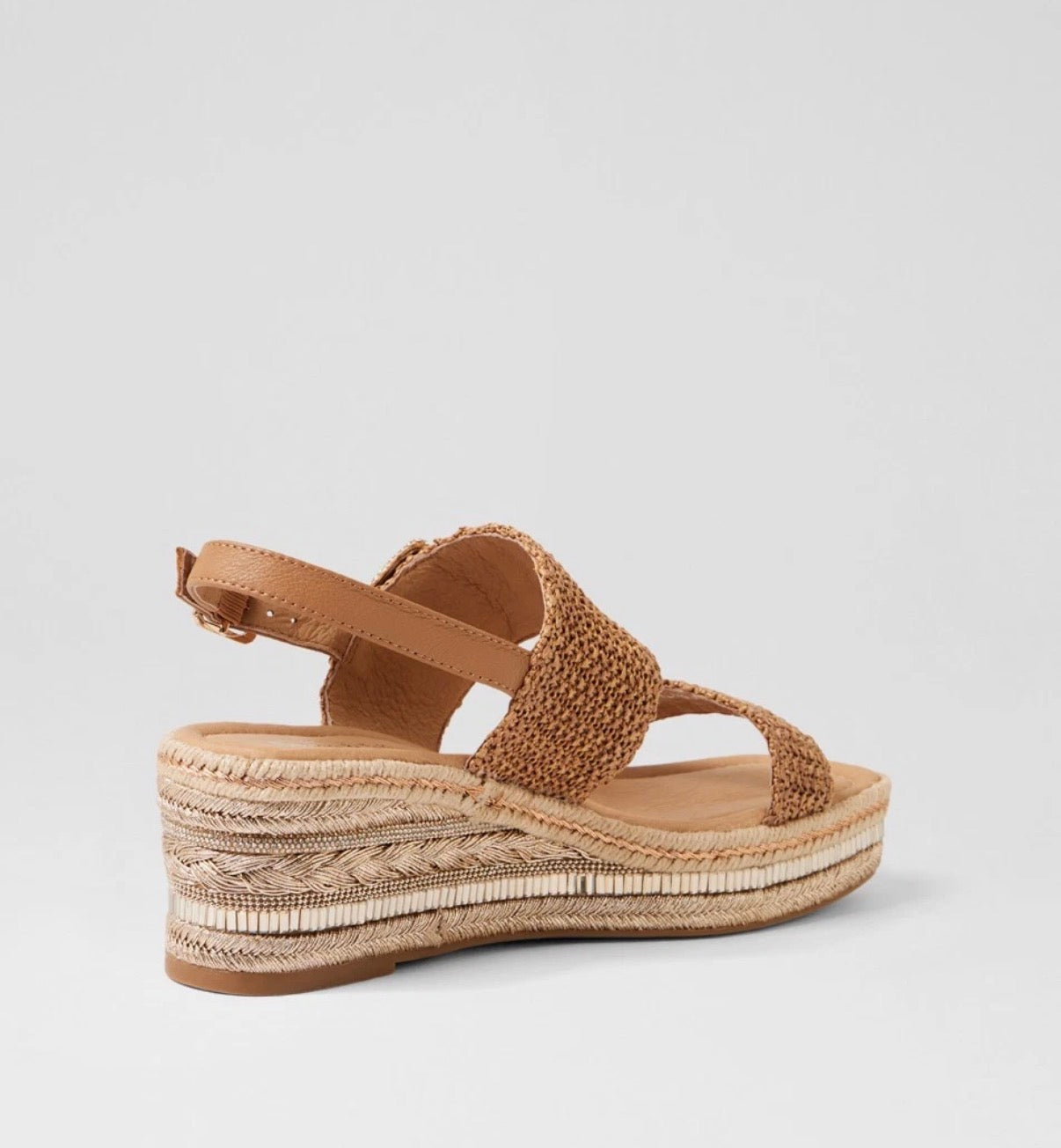 Django & Juliette Valdree Coffee Raffia Platform Wedge Sandals