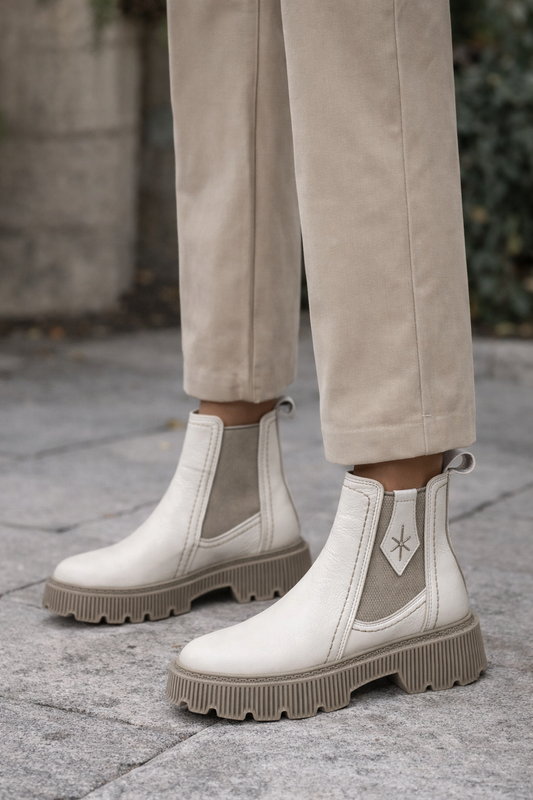 Sala Europe Crema Leather Ripper Boots