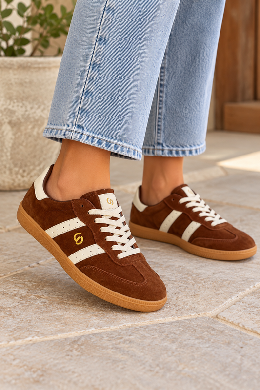 Goodsole Parallel Coffee & Ivory Suede Sneakers