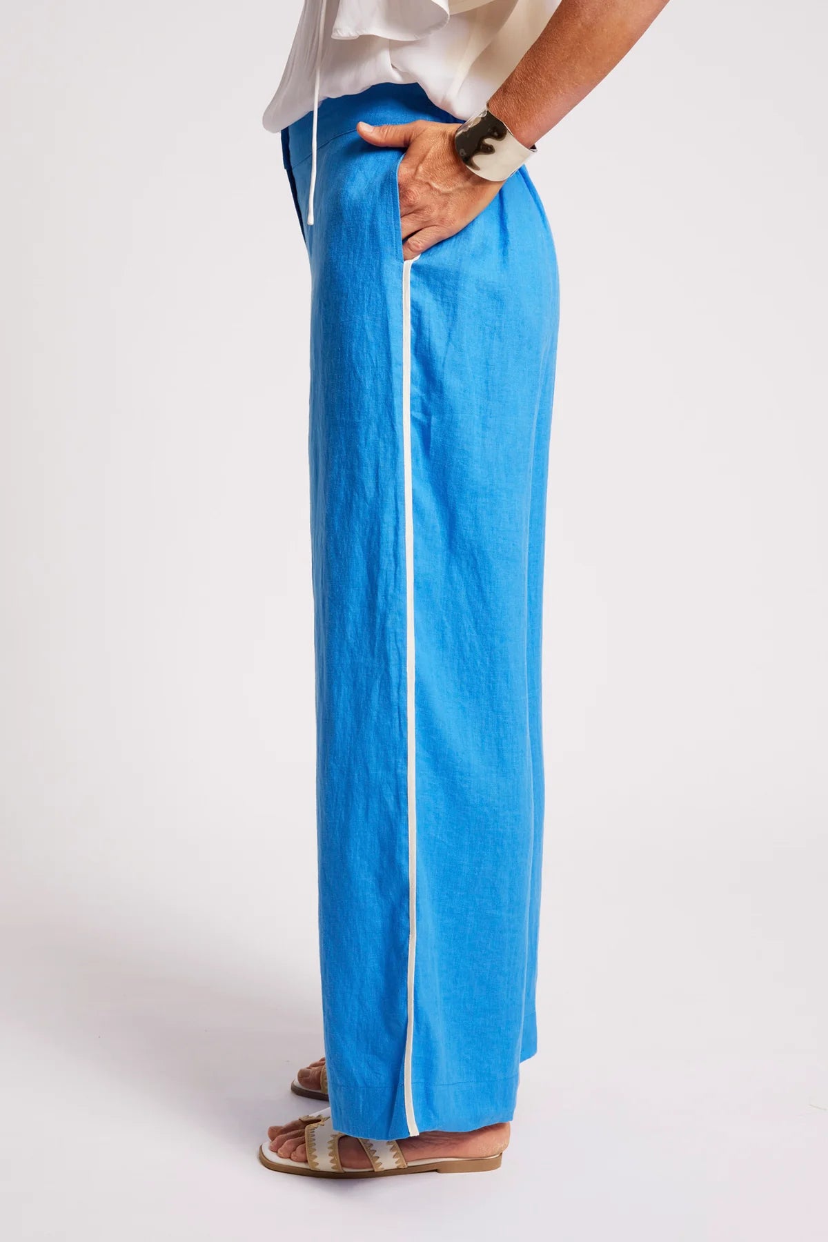 Eb + Eve Maris Splice Pant in Marine & White Duo
