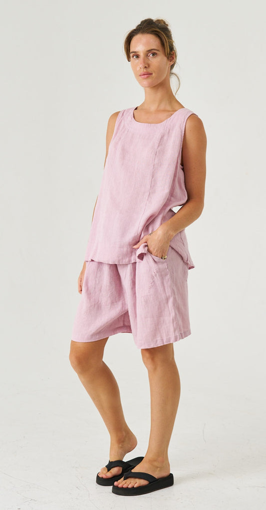 Worthier Eleanor Linen Top Dusty Pink