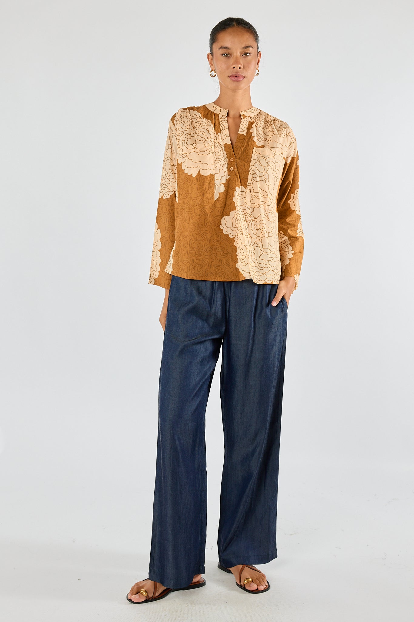 Itami Orient Long Sleeve Top Mustard