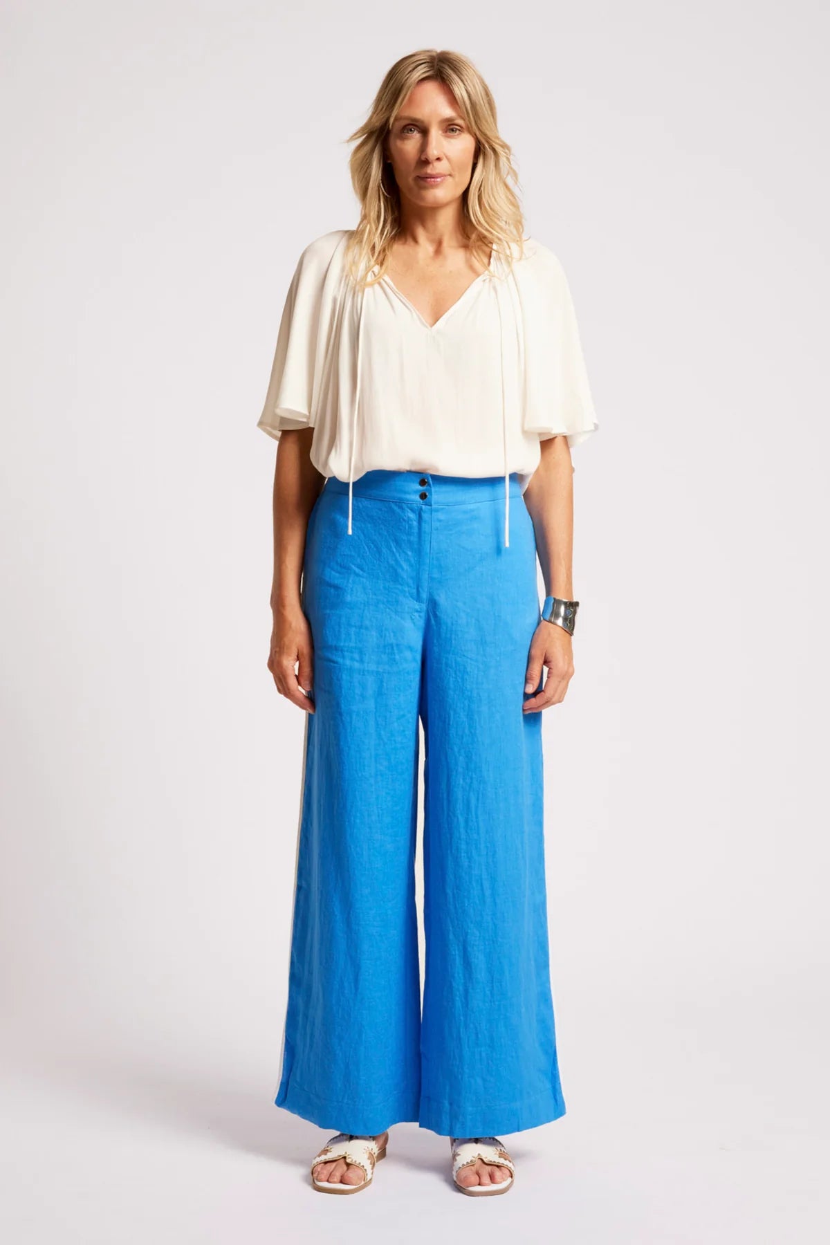 Eb + Eve Maris Splice Pant in Marine & White Duo