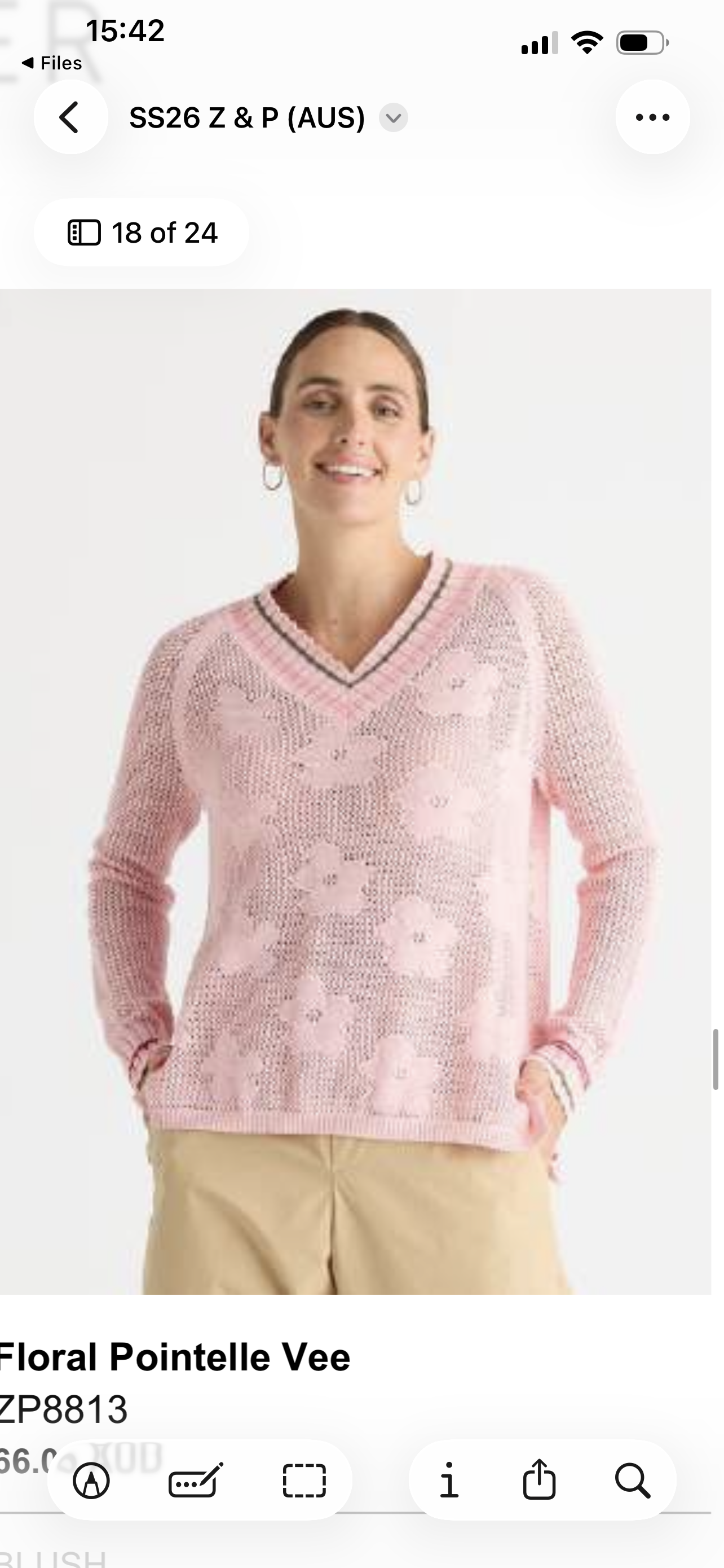 Zaket & Plover Floral Pointelle Vee