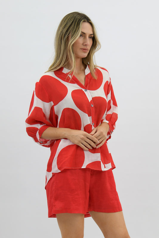 Worthier Coco Red Spot Button Shirt