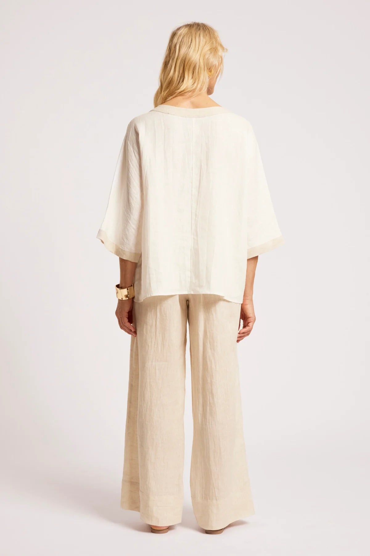 Eb + Eve Maris Relaxed Splice Top in White & Tusk (ONE SIZE)