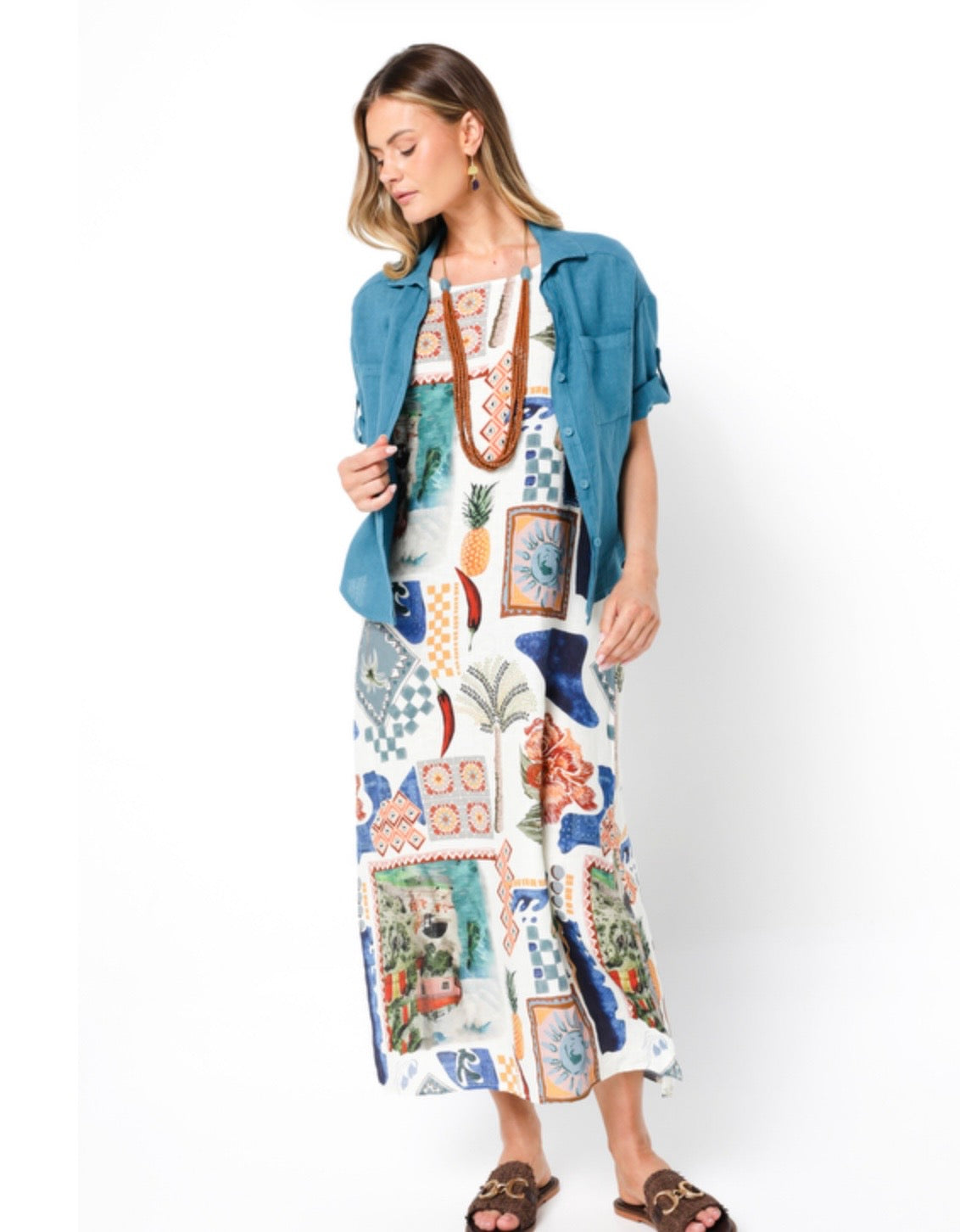 Elizabeth Scott Positano Print Maxi Dress