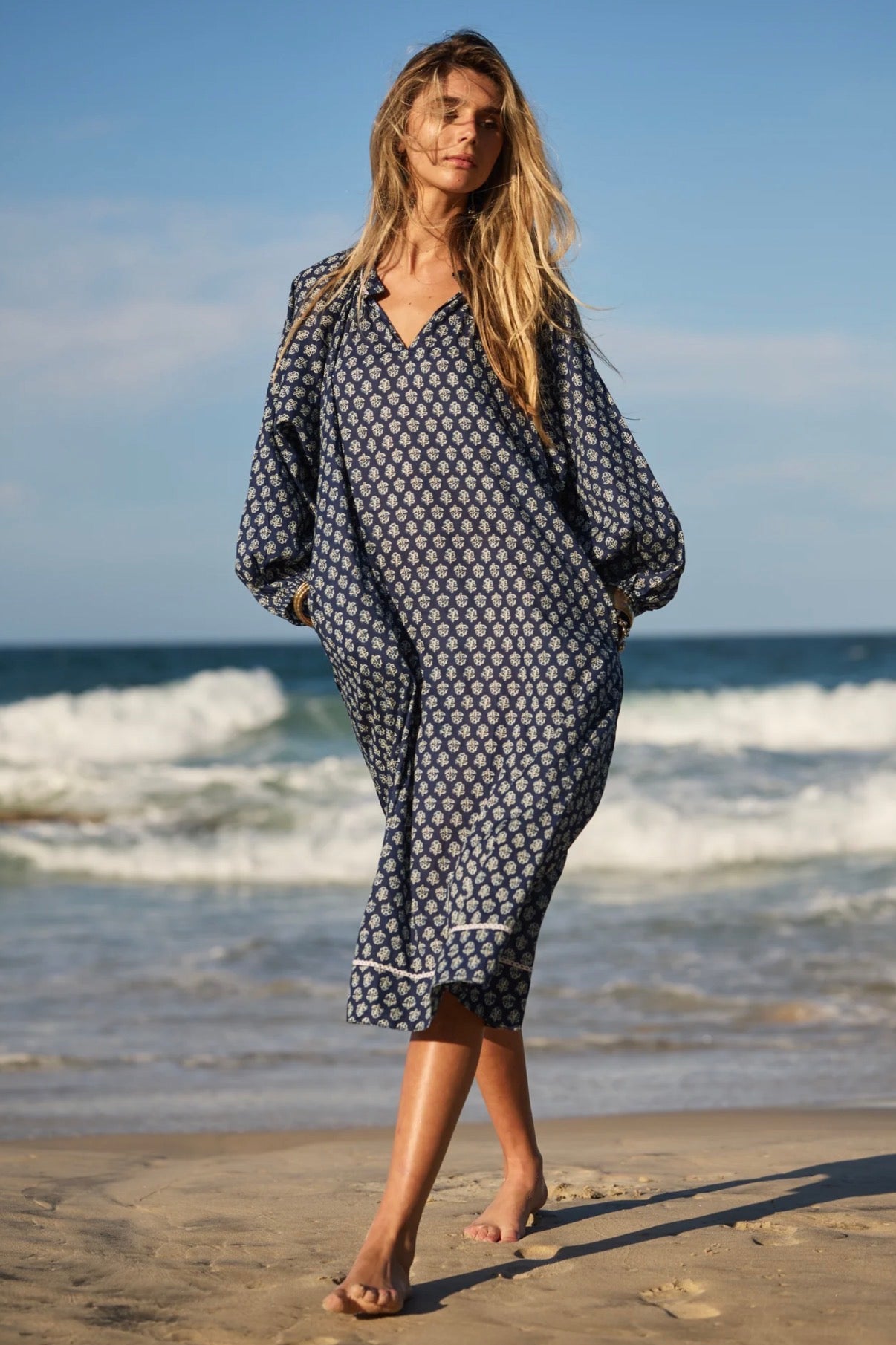 Naudic Amisha Inidigo Blue Midi Dress