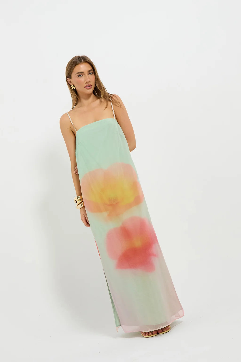 Pasduchas Delilah Column Maxi Dress in Mist Floral