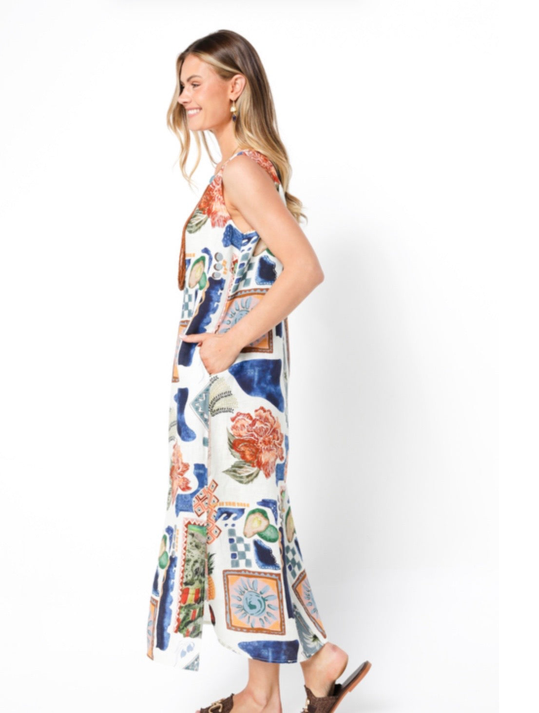 Elizabeth Scott Positano Print Maxi Dress